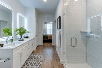 Large walk-in showers & soaking tubs*
